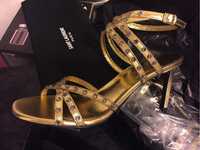 Sandale dama Saint Laurent Paris,nappa gold silk,produs original.