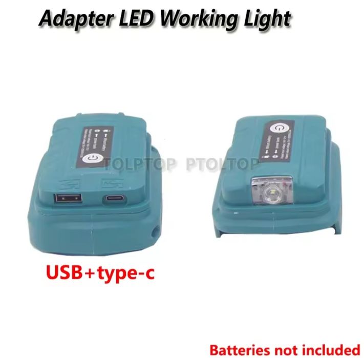 Adaptor USB+USB TYPE C si lanterna Led pt acumulator MAKITA 18V(NOU)
