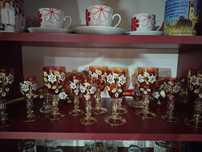 Set de pahare vintage, 11 pahare + 2 carafe