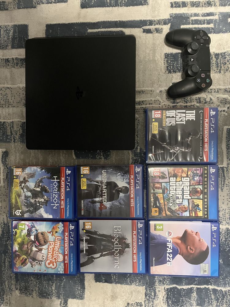 Playstation 4 slim + 7 игри