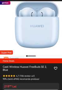 Casti Wireless Huawei FreeBuds SE 2, Blue