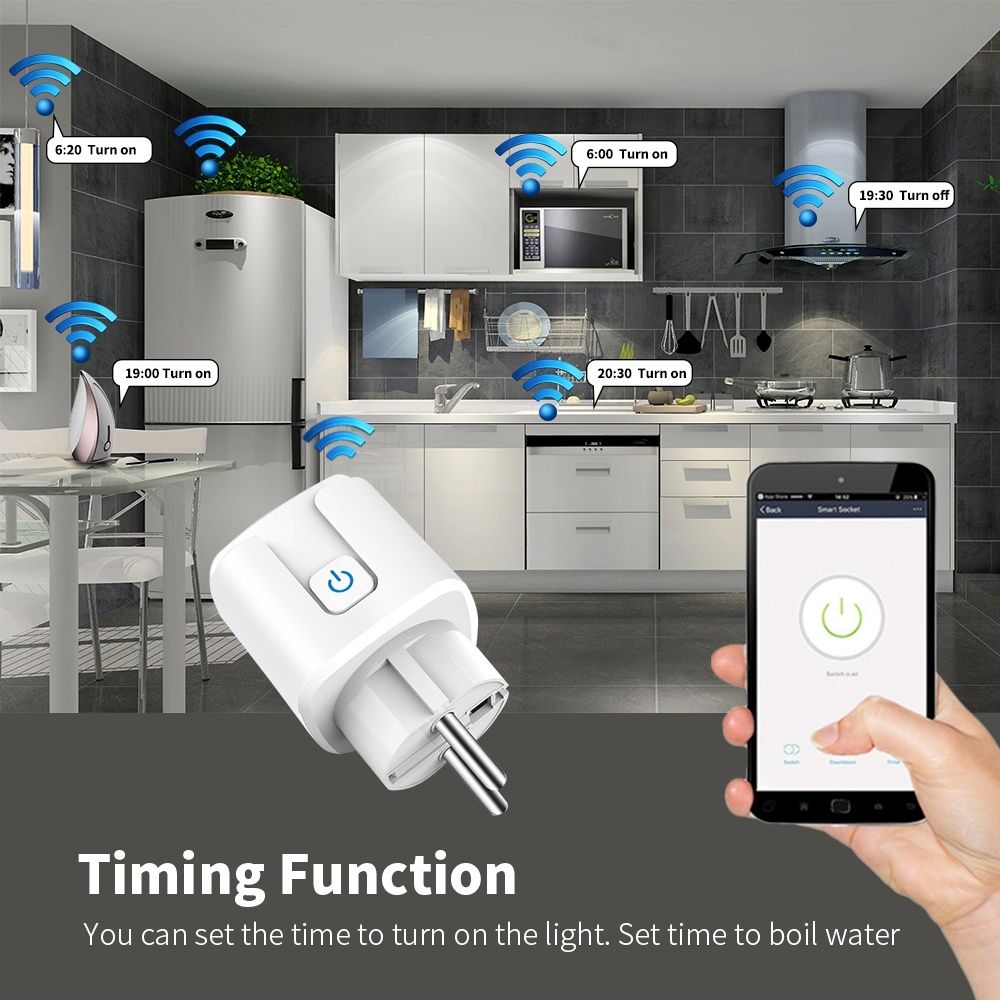 Tuya Smart 20А/4200W WiFi умен контакт с отчет на ел.енергия