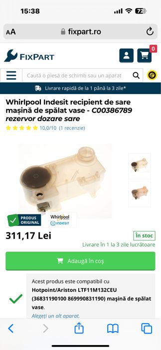 Piese maşinǎ de spălat vase Indesit/Whirlpool/Hotpoint Ariston