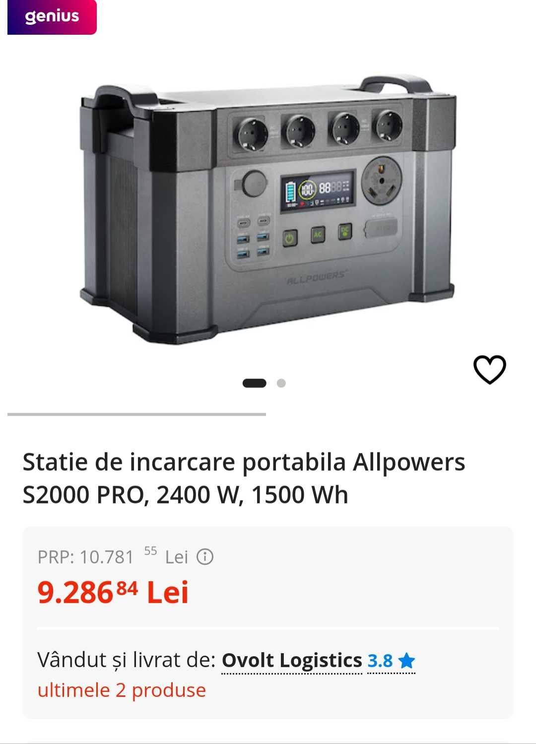 Statie de incarcare portabila Allpowers S2000 PRO, 2400 W, 1500 Wh