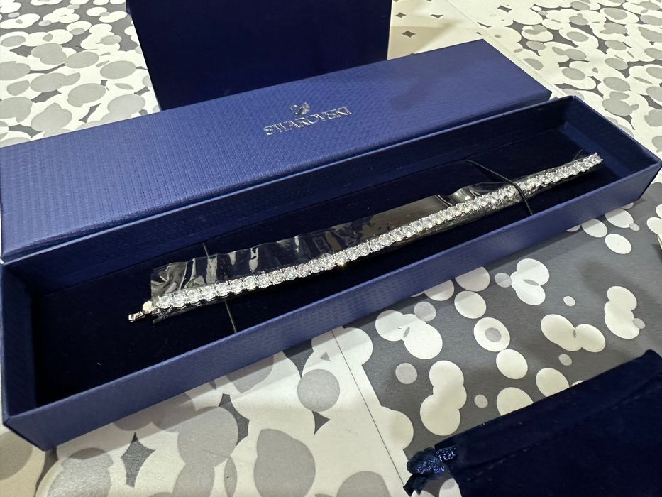 Bratara Swarovski matrix tennis argintie