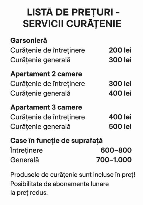 Fac curățenie în apartamente, garsoniere, case