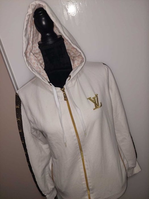 Jacheta Hanorac Louis Vuitton alb cu broderie aurie