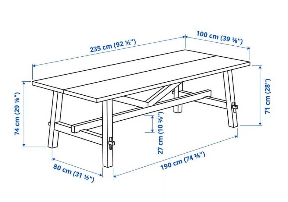 Masă, lemn acacia si cadru metalic negru, 235x100 cm