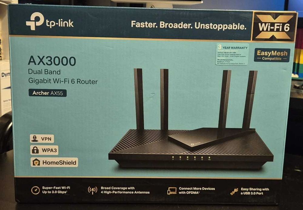 Router Wireless TP-Link Archer AX55, AX3000, Dual-Band, Wi-Fi 6