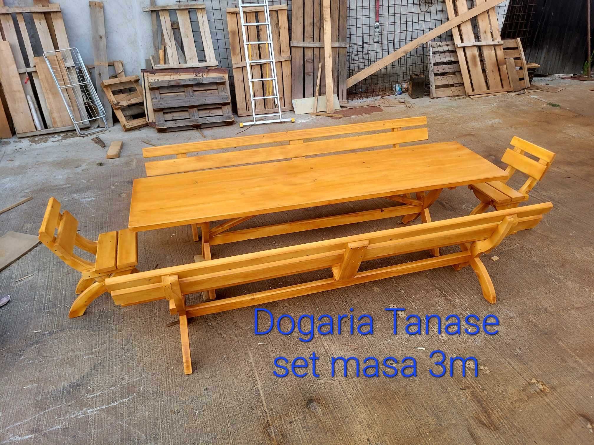 Set masa lemn masiv ,foisor rustic, balansoar bila de brad.