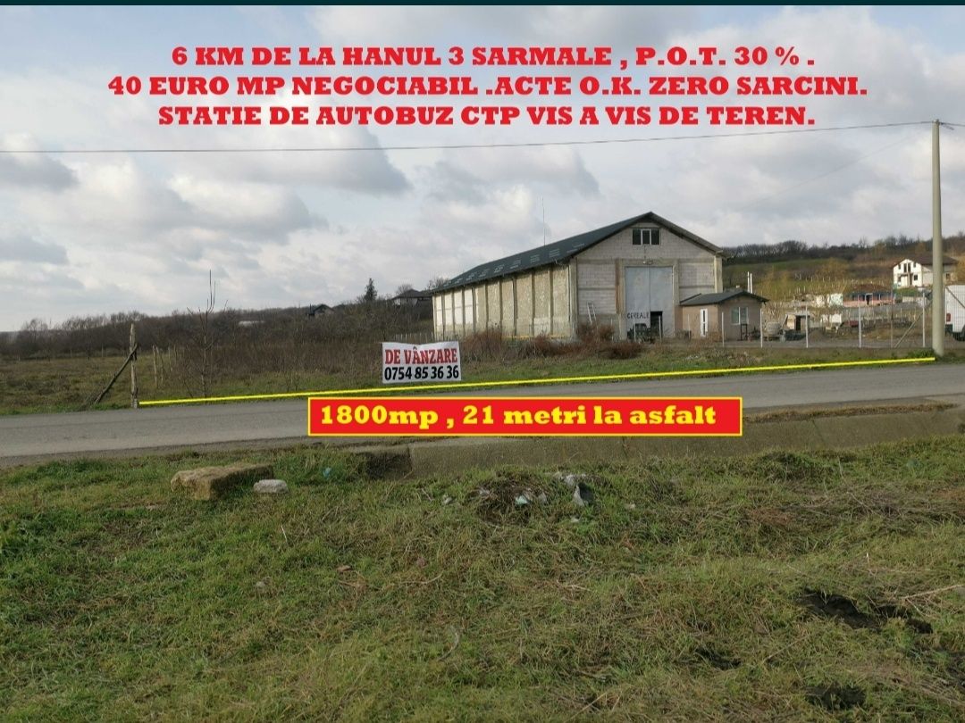 Bucium, 6 km de la Hanul 3 Sarmale, 1800 mp,ideal pentru hala