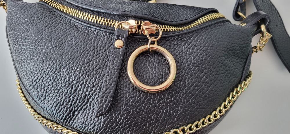 Дамска черна чанта от естествена кожа Vera Pelle