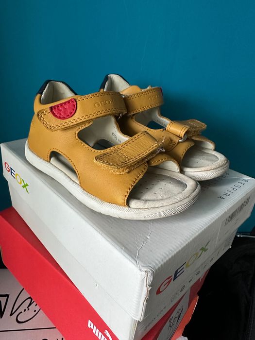 Geox - Mărime 24, Sandale de piele, Maro Ocru/Albastru