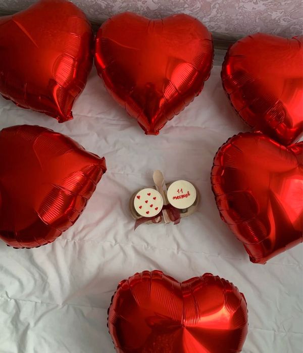 фольгированные шарики в сердечку
