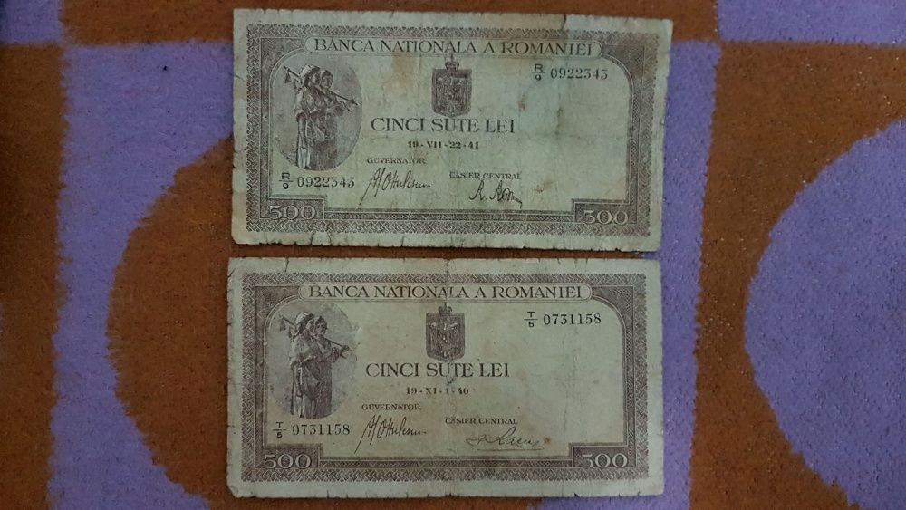 RARITATE.Lot 2 buc. 500 lei din anii 1940-1941