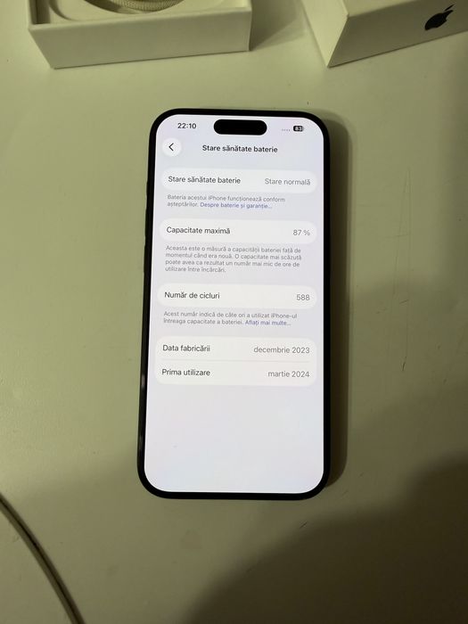 Telefon mobil Apple iPhone 15 Pro, 128GB, 5G, Blue Titanium