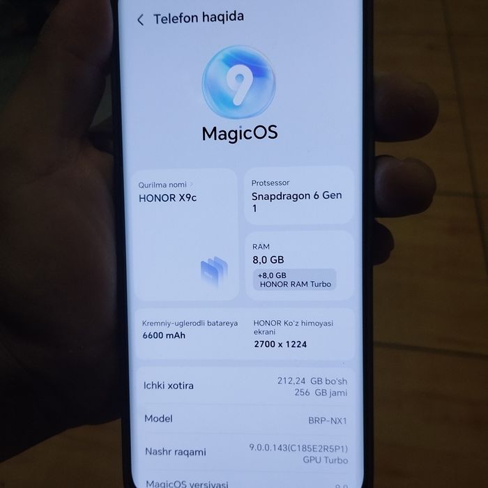 Honor  x9c  holati ideal karobka dakument Yangi 15 kun ishlatilgan
