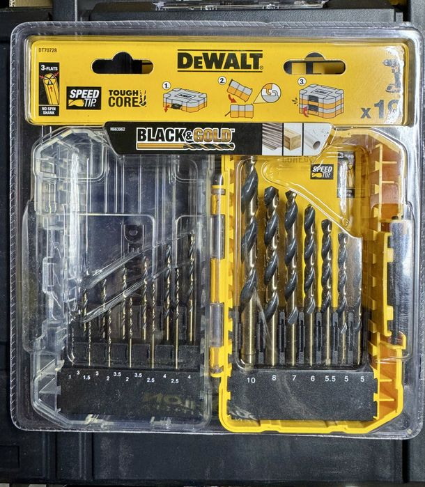 Набор сверл по металлу DeWALT HSS-G 1-10мм 19шт. DT70728, сверла