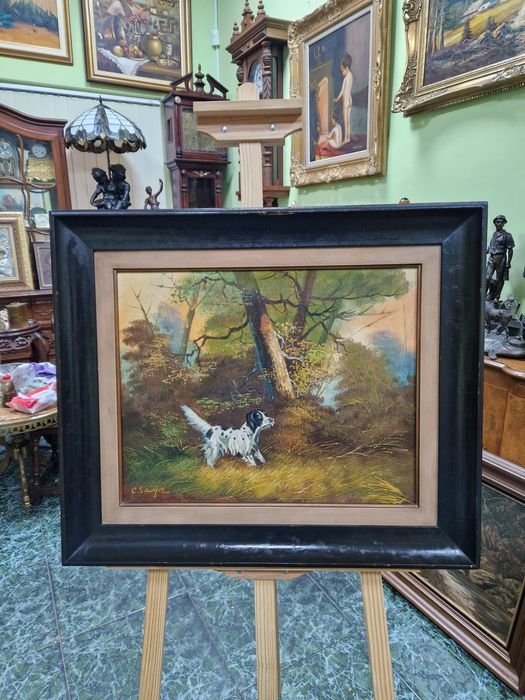 Чудесна антикварна авторска картина масло върху платно