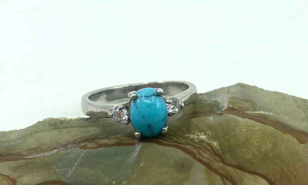 turcoaz natural montat in argint sterling