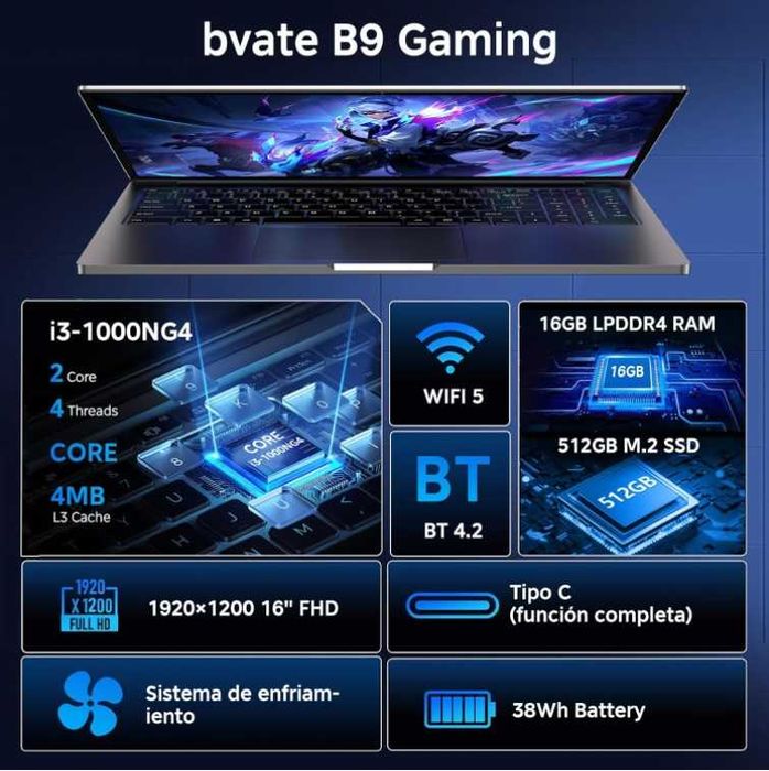 Laptop 16 inch Core i3-1000NG4 16 GB 512 GB nou sigilat