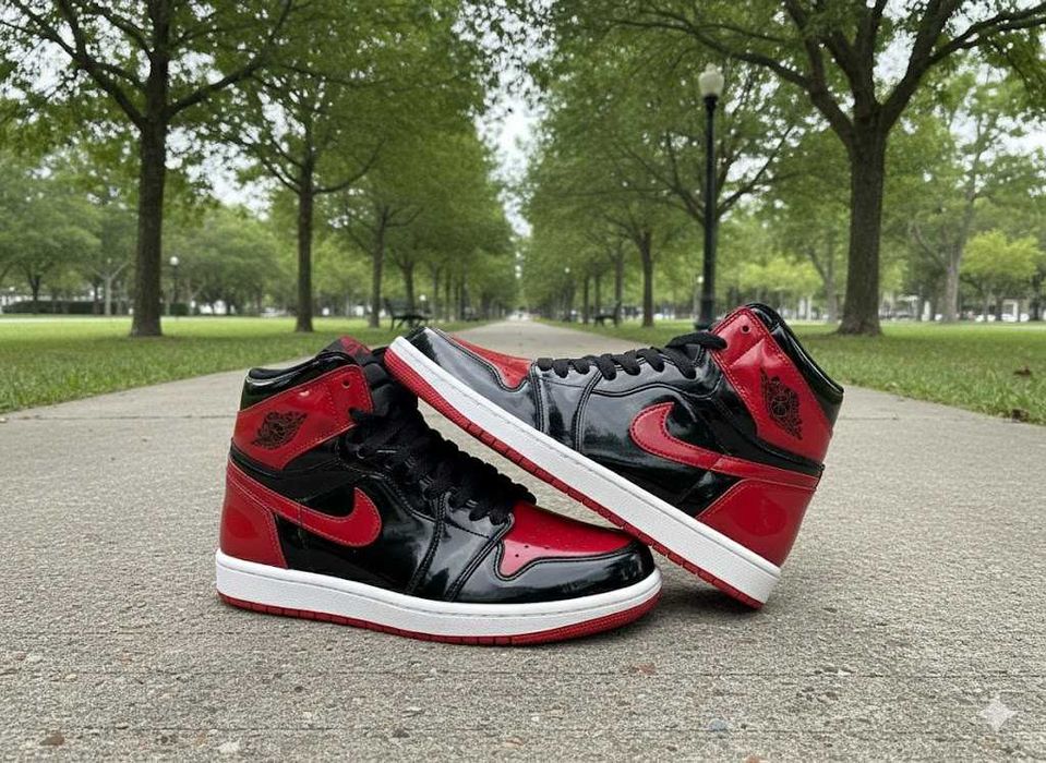 Adidasi Jordan 1 High Patent Bred