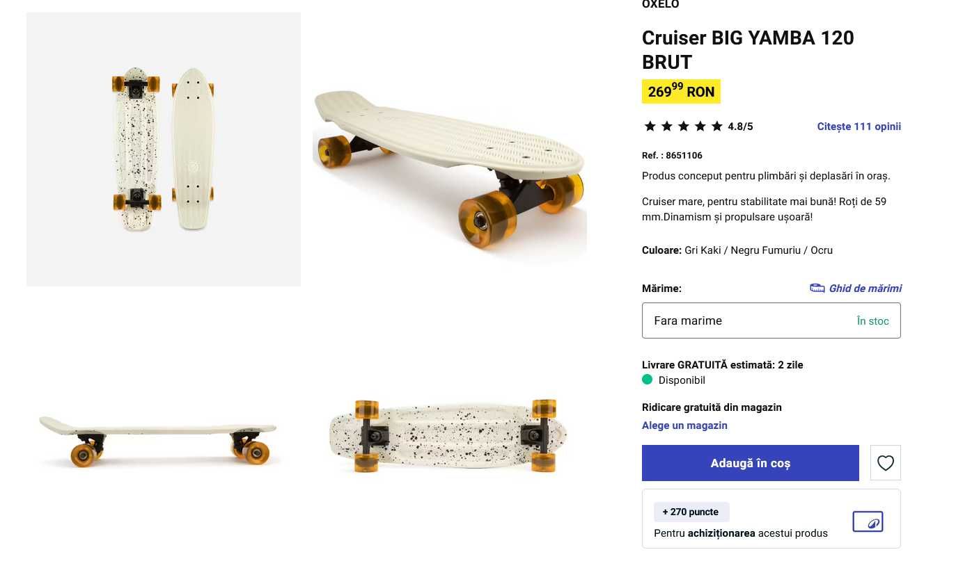 Pennyboard OXELO folosit de 3 ori