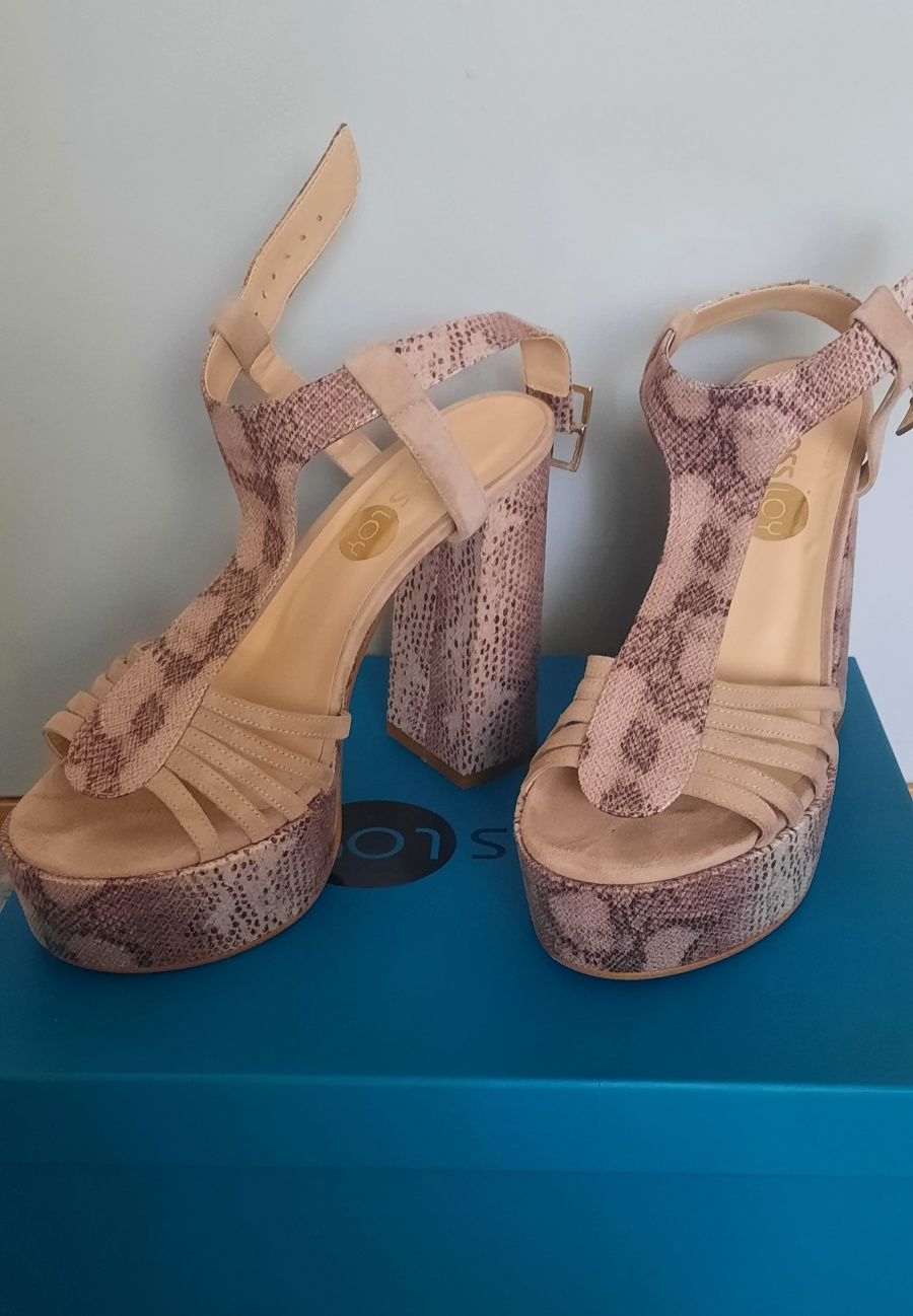 Sandale piele - imprimeu șarpe