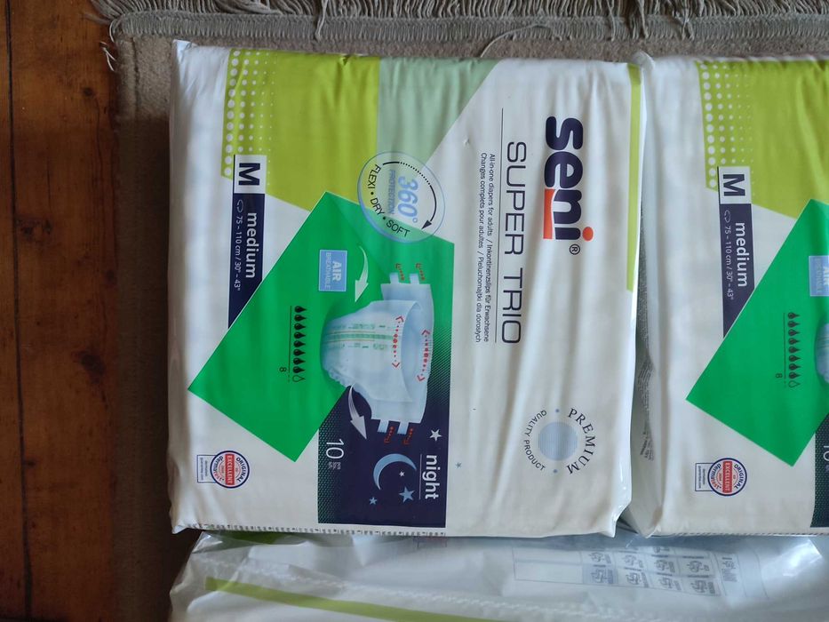 Scutece adulti, Seni Super Trio, Seni Super si Aleze, marime M pachet