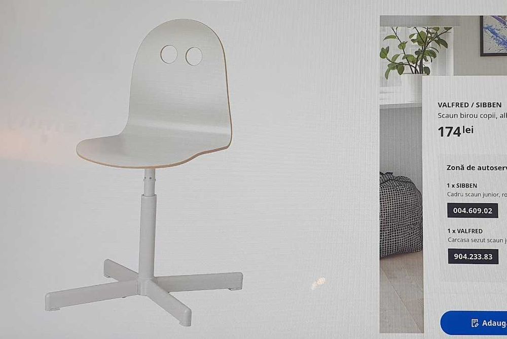 Scaun IKEA VALFRED / SIBBEN cu pernuta turcoaz