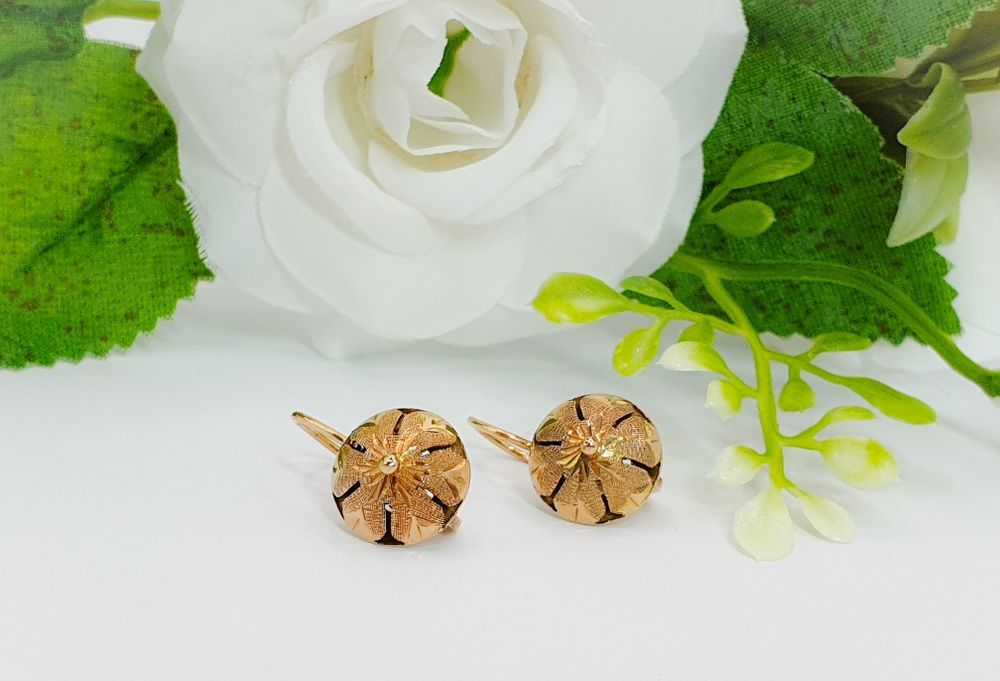 Cercei lucrați manual din aur galben de 14K gramaj 2,46 g