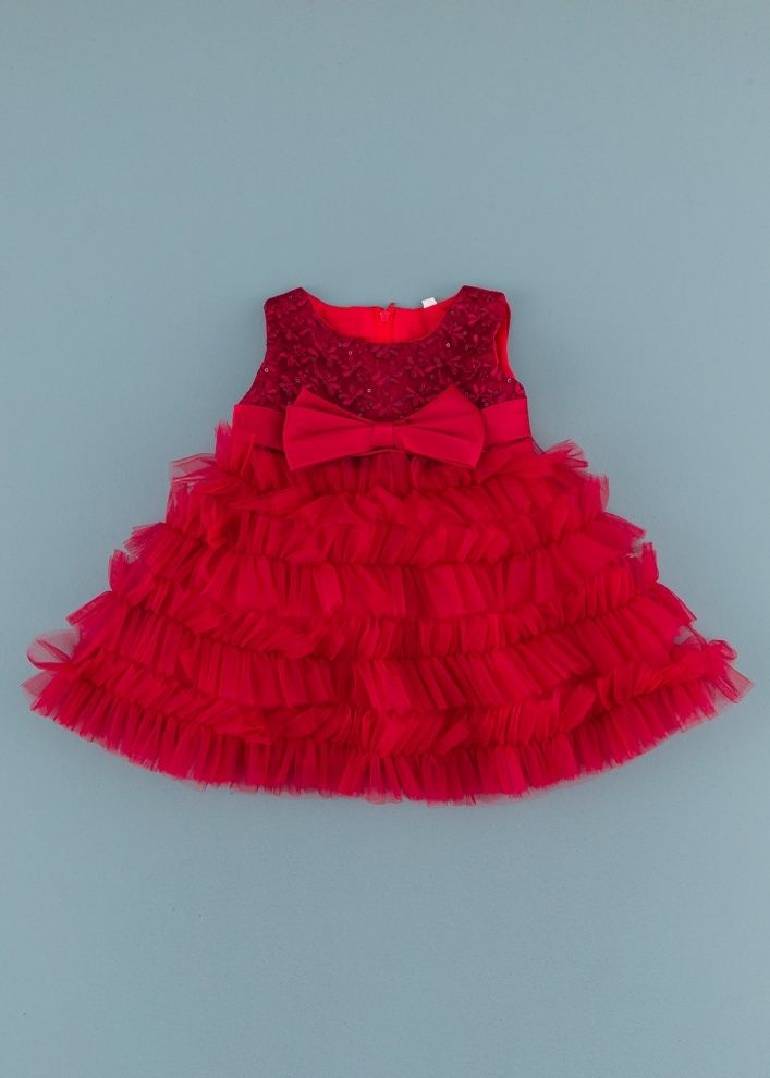 Червена празнична рокля 6-9 м.