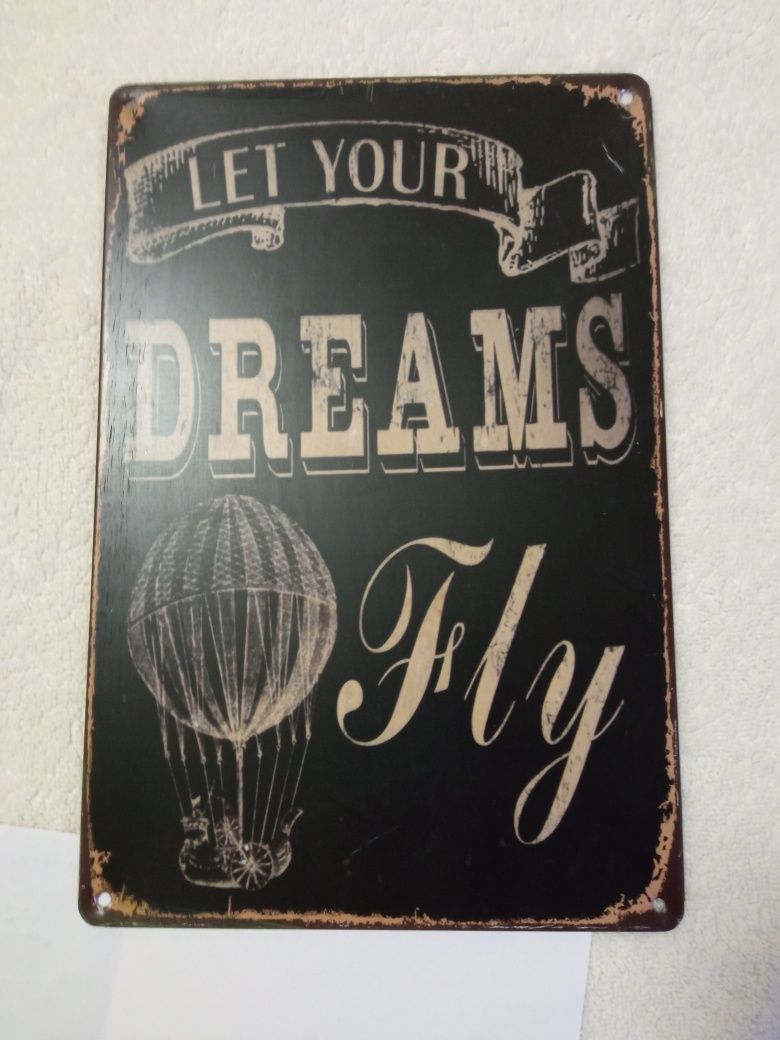 Plăcuță metalică retro "LET YOUR DREAM FLY"