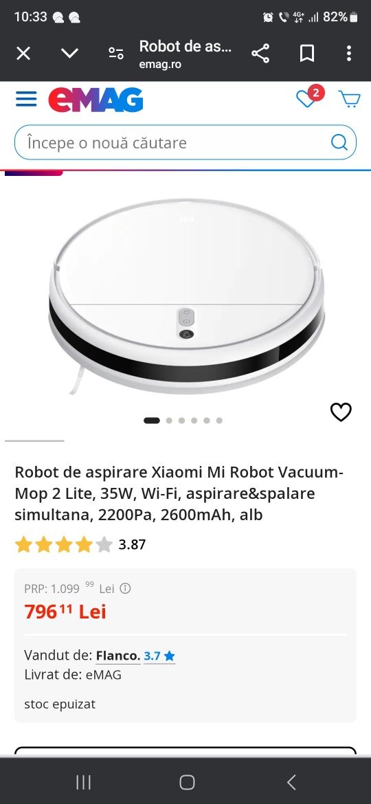 Aspirator xiaomi mi robot spalatre și aspirare