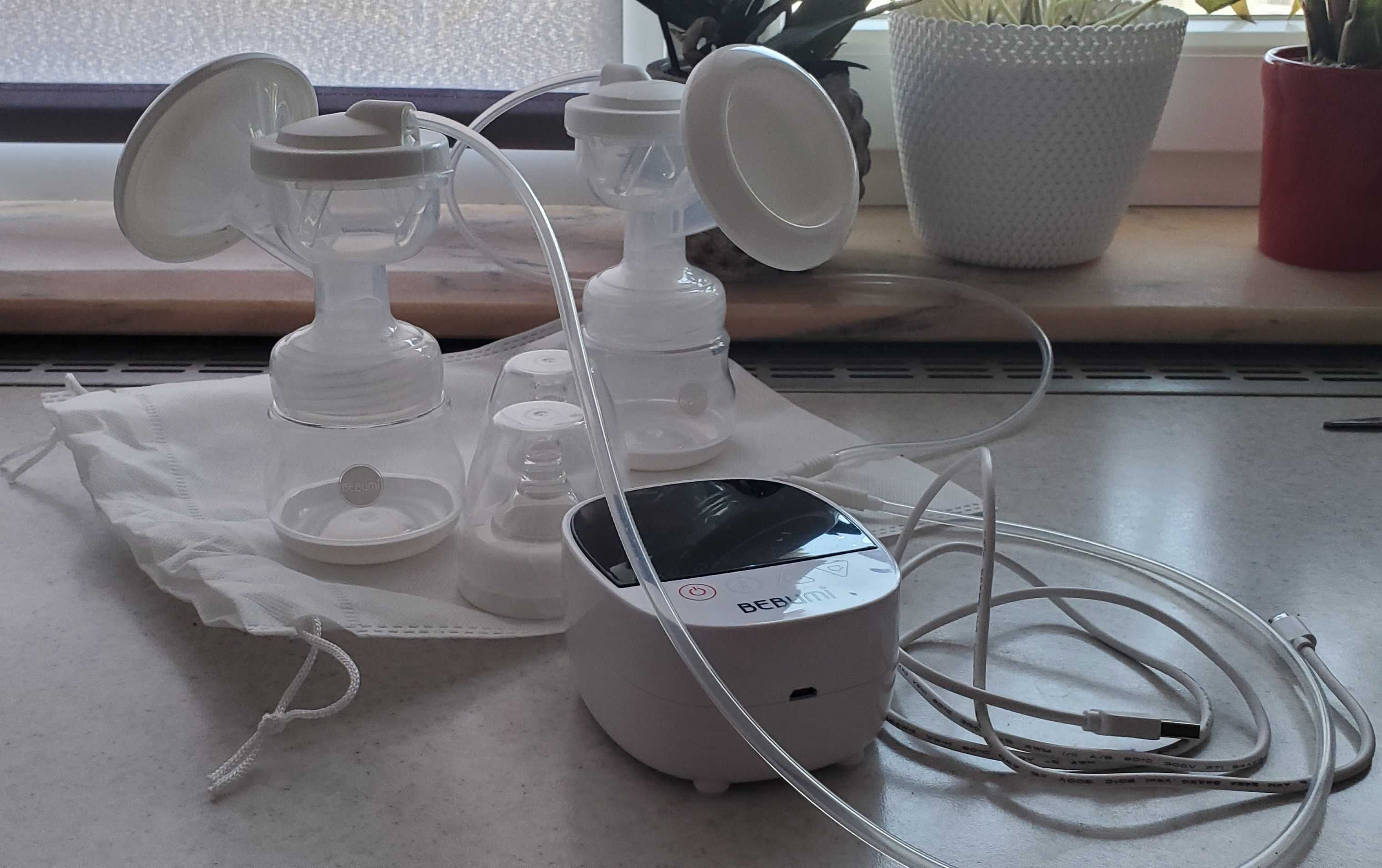 Pompă de sân electrică dublă -BEBUMI DELUXE + pungi de stocare lapte