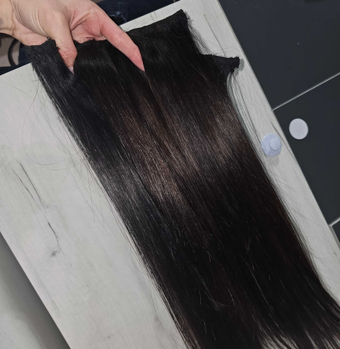 Естествена коса тъмно кестенява