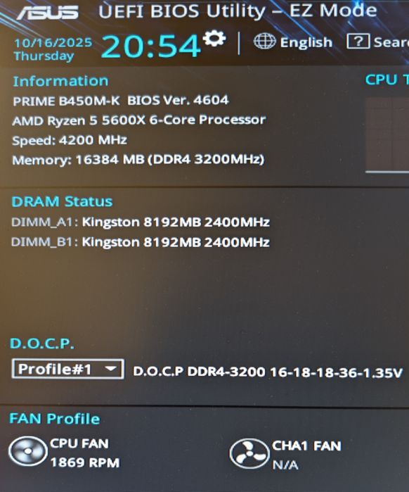 16gb (2x8) DDR4 3200 Kingston  FURY