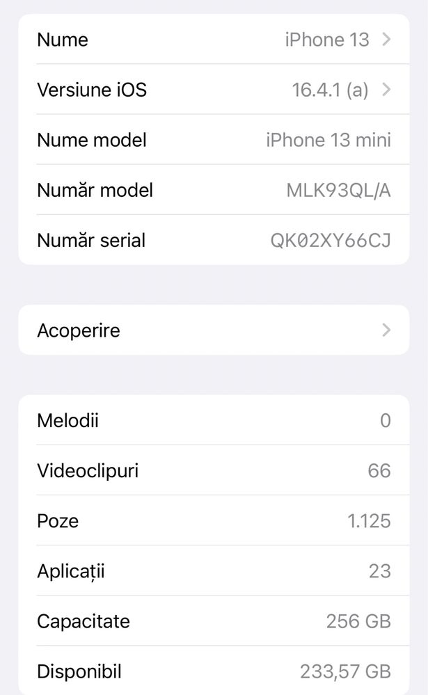 Schimb iPhone 13 mini 256. GB