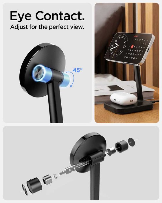 Stand incarcator MagSafe wireless metalic Spiegen pt iPhone + AirPods