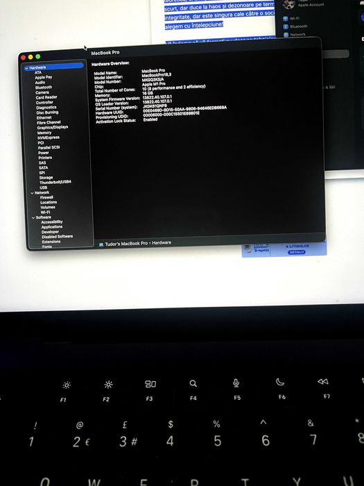 Vând laptop M1 Pro – 16GB RAM, 1 TERAGB SSD – stare excelentă