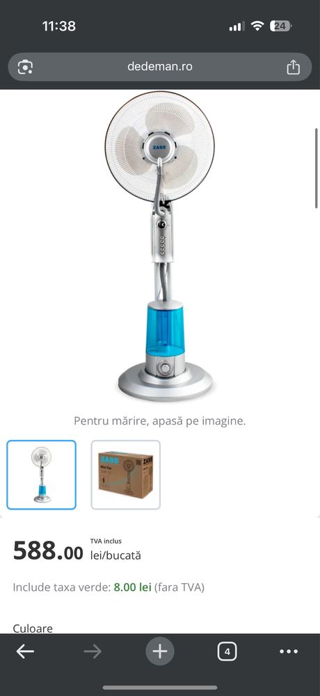 Ventilator zass ZMF 01 , diametrul 40,  putere 75w  , cu apa sau fara.