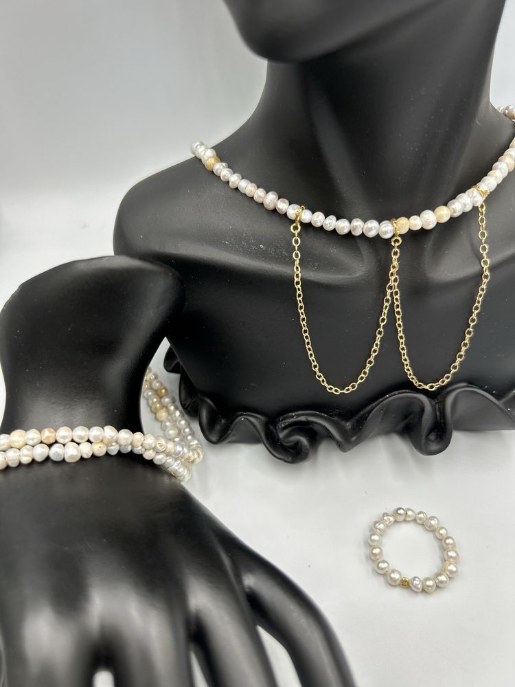 Set deosebit perle si argint