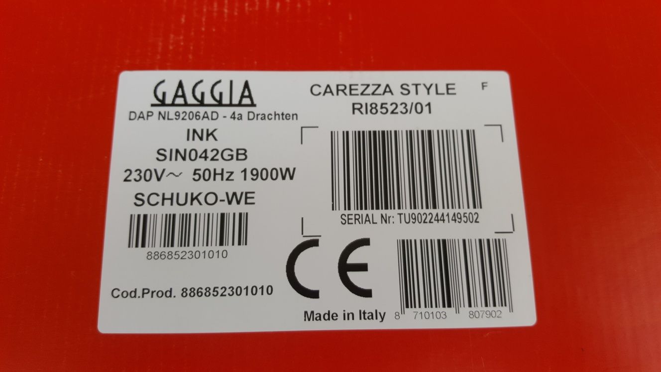 Espressor Gaggia R18523/01 Carezza Style Cod Produs: 886852301010
