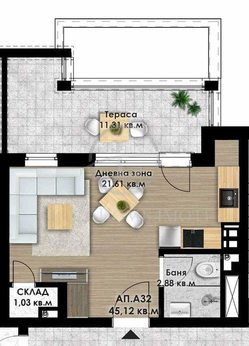 Продава се Едностаен апартамент в Пловдив, Остромила - 52 кв.м за 876 €/кв.м - Снимка #3