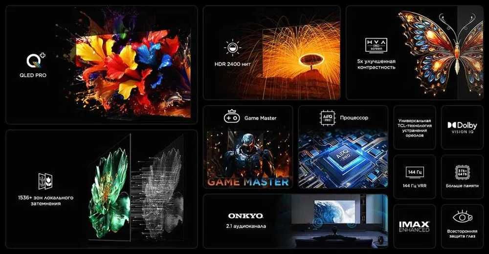 Телевизоры TCL 4K Smart Google TV *V6B/P755/C765/C655~60Hz/120Hz/144Hz