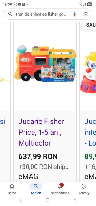 Trenulet cu animale Fisher Price