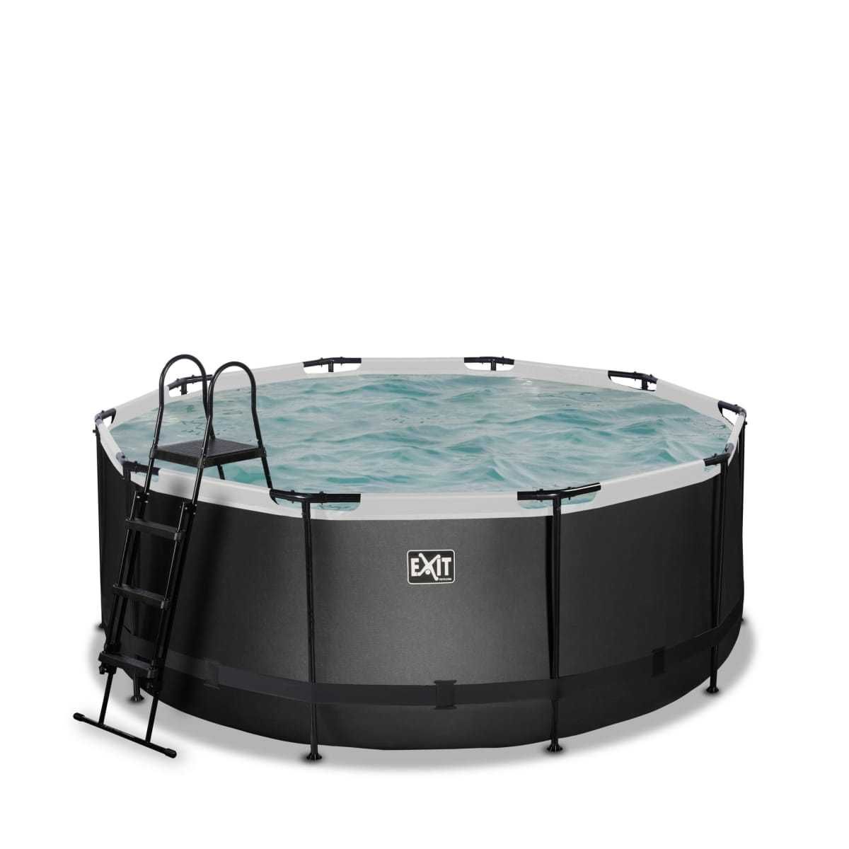 Piscină cu filtru si scara Exit rotundă, cadru metalic 360xH122 cm