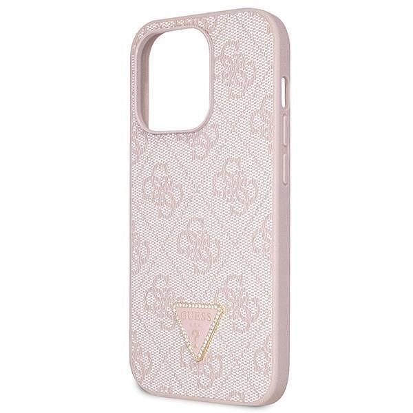 Кейс guess iphone 15 pro leather 4g triangle pink