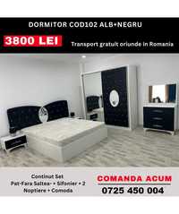 Dormitor Luxe tapitat cod 102 ALB+NEGRU