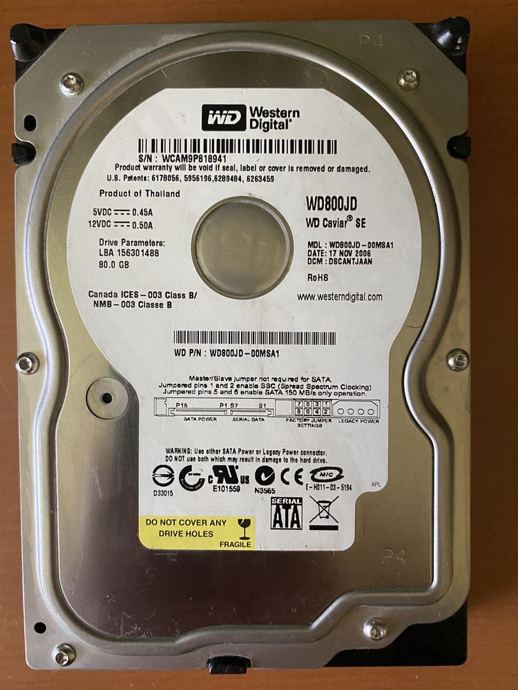 Hard disk 80GB Western Digital SATA